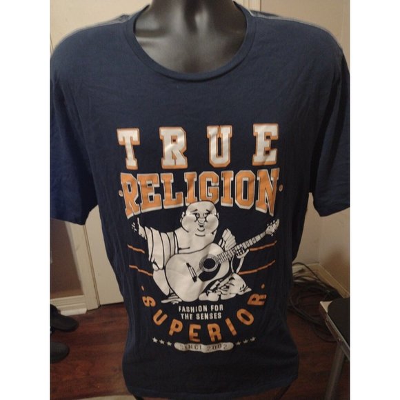 True Religion Other - True Religion World Tour Superior 2002 Graphic Print T-Shirt Blue True Size XL